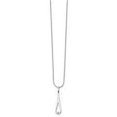 White Ice Sterling Silver Diamond Teardrop Necklace with Polished Finish