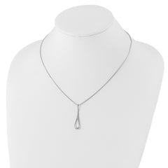 White Ice Sterling Silver Diamond Teardrop Necklace with Polished Finish