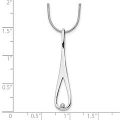 White Ice Sterling Silver Diamond Teardrop Necklace with Polished Finish