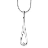White Ice Sterling Silver Rhodium-plated 18 Inch Diamond Open Teardrop Necklace with 2 Inch Extender