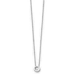 Sterling Silver Diamond Open Circle Necklace with Rhodium Finish