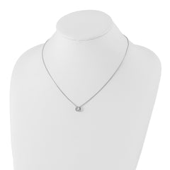 Sterling Silver Diamond Open Circle Necklace with Rhodium Finish