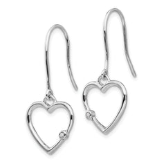 Sophia Jewelers Sterling Silver Diamond Heart Dangle Earrings Gift-Ready