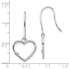 Sophia Jewelers Sterling Silver Diamond Heart Dangle Earrings Gift-Ready
