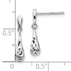 Sophia Jewelers Sterling Silver Diamond Filigree Dangle Earrings Polished Finish