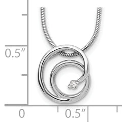 Sophia Jewelers Sterling Silver Diamond Swirl Necklace with Rhodium Finish