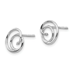 White Ice Sterling Silver Diamond Swirl Earrings with Polished Rhodium Finish
