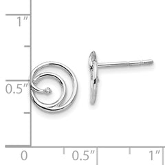 White Ice Sterling Silver Diamond Swirl Earrings with Polished Rhodium Finish