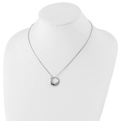 Sophia Jewelers Sterling Silver Diamond Circle Necklace with Polished Rhodium Finish