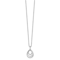 Sterling Silver Diamond Teardrop Necklace with Rhodium Plating