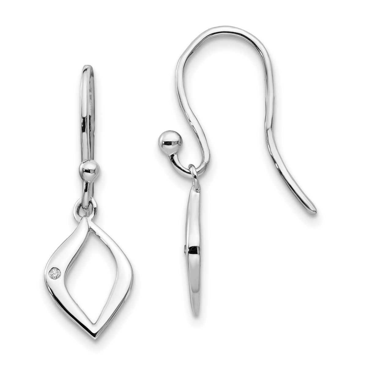 White Ice Sterling Silver Rhodium-plated Diamond Shepherd Hook Earrings