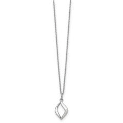 Sterling Silver Diamond Necklace with Rhodium Polish and Extender