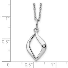 Sterling Silver Diamond Necklace with Rhodium Polish and Extender
