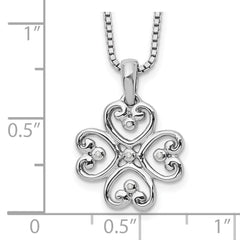 White Ice Sterling Silver Diamond 4 Heart Necklace with Extender