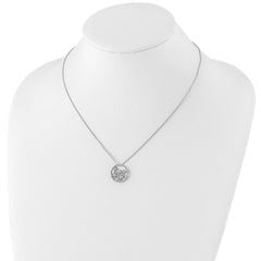 Sterling Silver Diamond Flower Necklace with 18-20 Inch Rhodium Chain