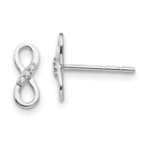 White Ice Sterling Silver Rhodium-plated Infinity Symbol Diamond Post Earrings