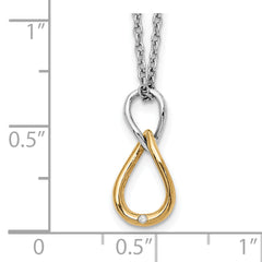 White Ice Sterling Silver Diamond Necklace with Gold-Tone, Gift Ready, 20