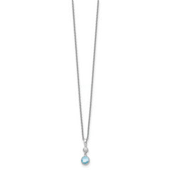 Sophia Jewelers Sterling Silver Blue Topaz and Diamond Necklace Gift Ready
