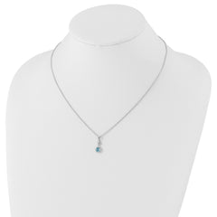 Sophia Jewelers Sterling Silver Blue Topaz and Diamond Necklace Gift Ready