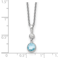 Sophia Jewelers Sterling Silver Blue Topaz and Diamond Necklace Gift Ready