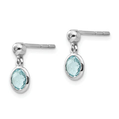 Sophia Jewelers Sterling Silver Blue Topaz Diamond Dangle Earrings