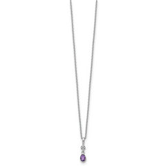 Sophia Jewelers Sterling Silver Amethyst Diamond Necklace with Extender