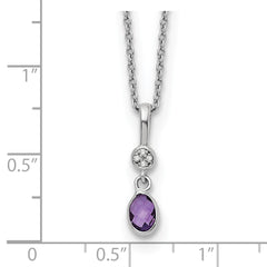 Sophia Jewelers Sterling Silver Amethyst Diamond Necklace with Extender
