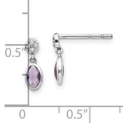 White Ice 925 Silver Amethyst & Diamond Dangle Earrings Gift Ready