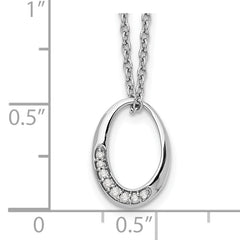 White Ice Sterling Silver Diamond Oval Necklace with Rhodium Finish