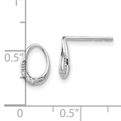 Sterling Silver Diamond Oval Earrings with Polished Rhodium Finish