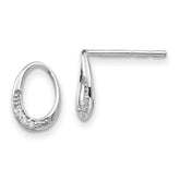White Ice Sterling Silver Rhodium-plated Open Oval Diamond Post Earrings