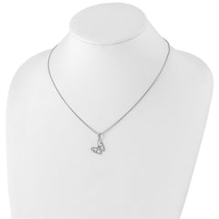 Sterling Silver Rhodium-Plated Diamond Butterfly Necklace with Extender