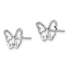 Sophia Jewelers Sterling Silver Diamond Butterfly Earrings with Rhodium Finish