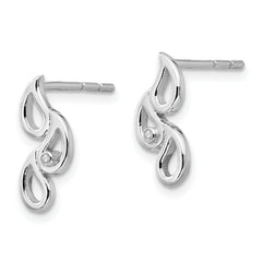 White Ice Sterling Silver Diamond Raindrop Earrings with Rhodium Polish Gift Ready