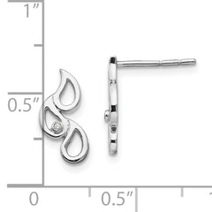 White Ice Sterling Silver Diamond Raindrop Earrings with Rhodium Polish Gift Ready