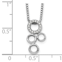 White Ice Sterling Silver Diamond Circle Pendant Necklace with Extender