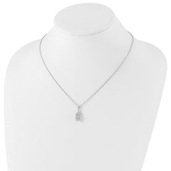 Sophia Jewelers Sterling Silver Diamond Spiral Necklace with Rhodium Finish, Gift Ready