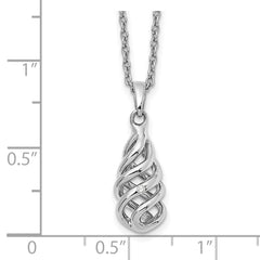 Sophia Jewelers Sterling Silver Diamond Spiral Necklace with Rhodium Finish, Gift Ready