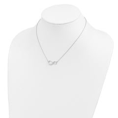 Sterling Silver Diamond Infinity Necklace with Polished Rhodium Finish