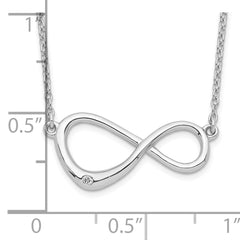 Sterling Silver Diamond Infinity Necklace with Polished Rhodium Finish