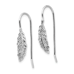 Sophia Jewelers Sterling Silver Diamond Feather Dangle Earrings Gift Ready