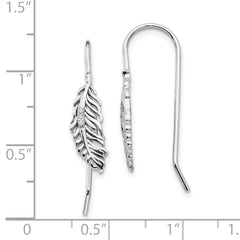 Sophia Jewelers Sterling Silver Diamond Feather Dangle Earrings Gift Ready