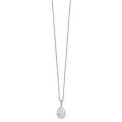 Sterling Silver Diamond Leaf Pendant Necklace with Rhodium Finish and Extender