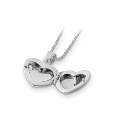 Sterling Silver Diamond Leaf Pendant Necklace with Rhodium Finish and Extender