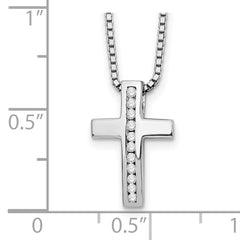 White Ice 925 Sterling Silver Diamond Cross Necklace with Rhodium Polish