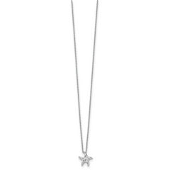 Sterling Silver Diamond Starfish Necklace with Rhodium Polish and Extender