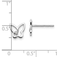 Sterling Silver Diamond Butterfly Earrings with Rhodium Polish in Gift Box