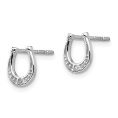 White Ice Sterling Silver Diamond Horseshoe Earrings with Rhodium Elegance