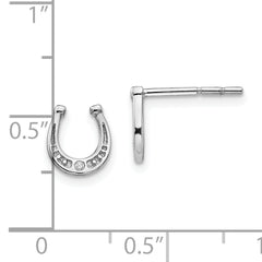 White Ice Sterling Silver Diamond Horseshoe Earrings with Rhodium Elegance