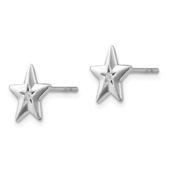 Sophia Jewelers Sterling Silver Diamond Star Earrings with Rhodium Finish